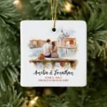 Couple at Venice Italy Watercolor Travel Ceramic Ornament<br><div class="desc">Couple at Venice Italy | Watercolor Travel Art Ceramic Ornament. Personalize with your own text. This is another 100% original Snuggle Hamster Designs.

#TravelSouvenirCeramicOrnaments,  #HandmadeCeramicTravelKeepsakes,  #DestinationThemedCeramicOrnaments,  #CeramicOrnamentsForTravelLovers,  #UniqueTravelGiftOrnaments,  #CustomTravelCeramics,  #TravelInspiredCeramicDecorations,  #WorldTravelCeramicCollectibles,  #CeramicOrnamentsForTravelers,  #PersonalizedTravelCeramicOrnaments</div>