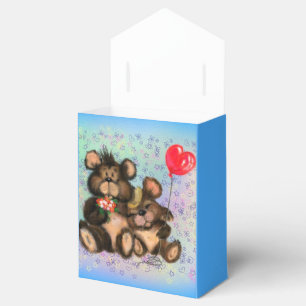 Couple Bear with Heart Balloon Favour Box Gift