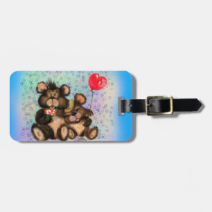 Couple Bear with Heart Balloon Luggage Tag