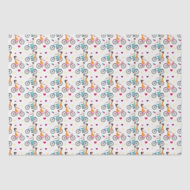 Couple Bicycle Riders Tissue Paper (Front)