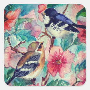 Couple Bird Sticker Spring - Watercolor