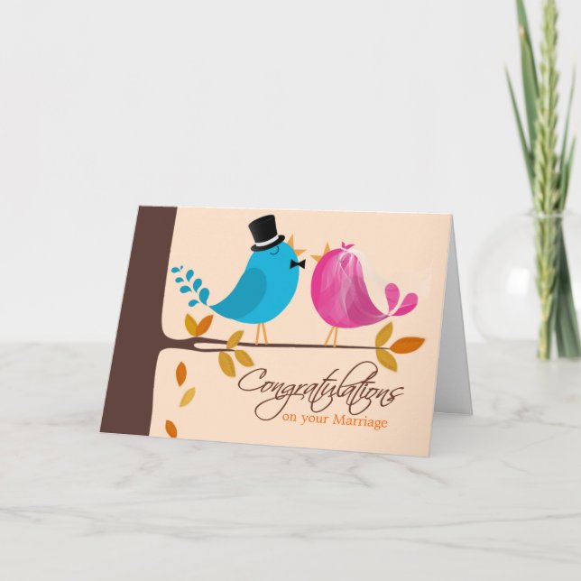 Couple Birds On Branch | Fall Congratulation Card (Front)
