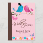 Couple birds on cherry blossom | Wedding Menu Card<br><div class="desc">This Funny Wedding Menu Card with beautiful Couple birds on cherry blossom is the perfect way to announce your party or special event in style. Personalize with your own special text,  and use it for the party or event of your choice.</div>