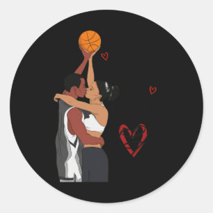 Couple Black Basketball I Love You Double Or Nothi Classic Round Sticker