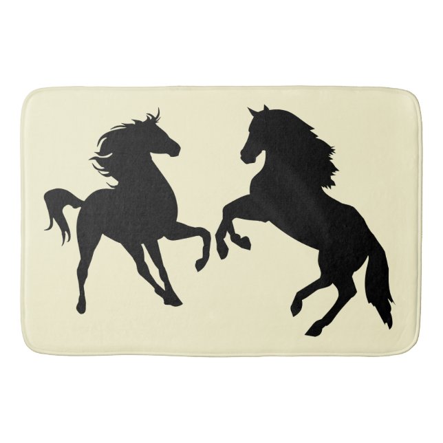 Couple Black Horse Bath Mat (Front)