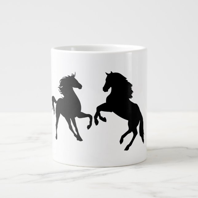 Couple Black Horses Café Mug (Devant)