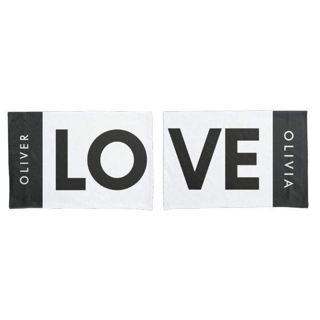 Couple black white serif love typography modern pi pillowcase (Front-Set)