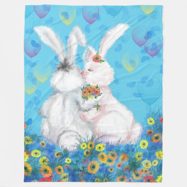 Couple Bunny Fleece Blanket (Front)