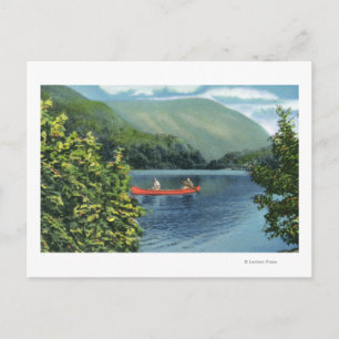 Couple Canoeing on a Lake Postcard