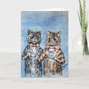 Couple Cat Drinking Tea, Louis Wain Card