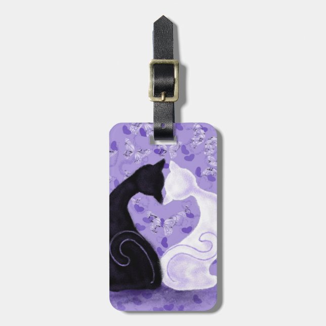 Couple Cat Luggage Tag Customizable (Front Vertical)
