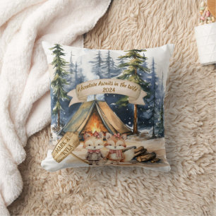 Couple Christmas Newlywed Keepsake Ornament Throw Pillow