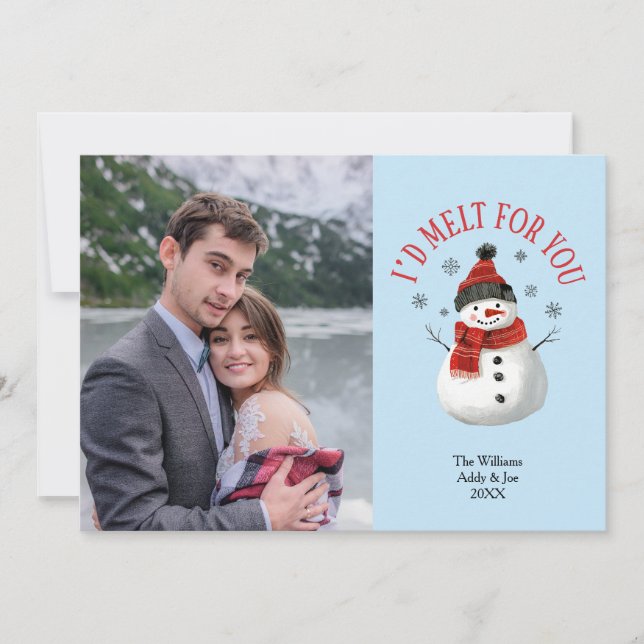 Couple Christmas Snowman Cute Custom Photo Holiday (Front)