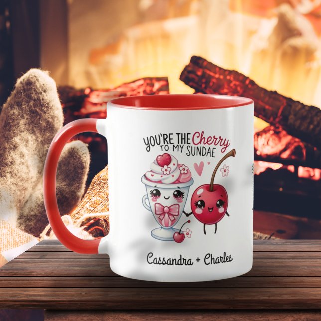 Couple Customized "Cherry to My Sundae" Mug (Couple Customized "Cherry to My Sundae" Mug)