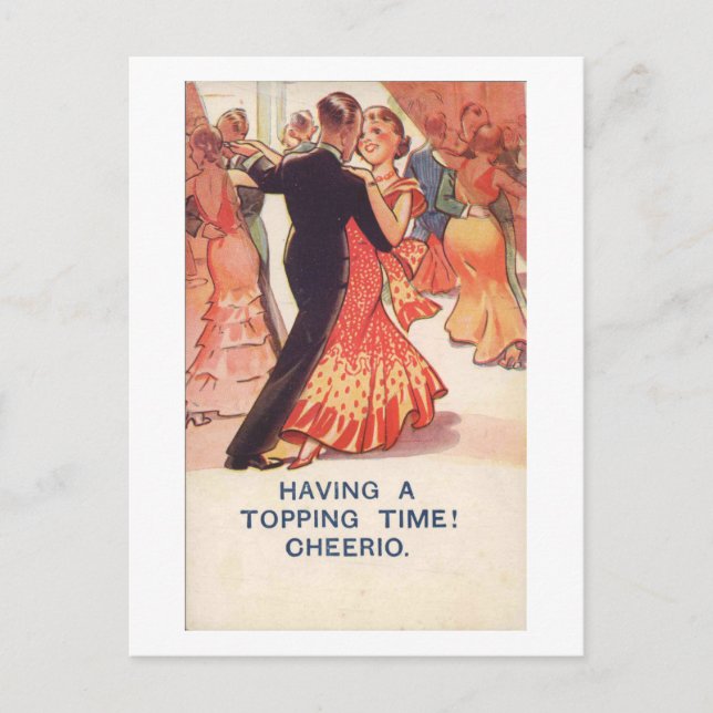 Couple Dancing, Cheerio! 1936 Vintage Inspired Postcard (Front)