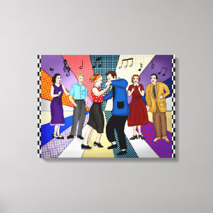 Couple Dancing    Retro Nostalgic 1950's Canvas Print