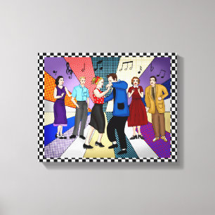 Couple Dancing Retro Nostalgic 1950's Canvas Print