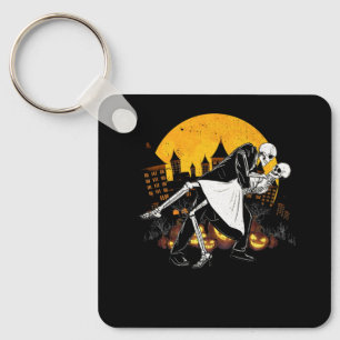 Couple Dancing Skeletons Vintage Day of the-Dead H Keychain