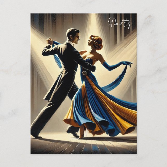 Couple Dancing Waltz Postcard (Front)