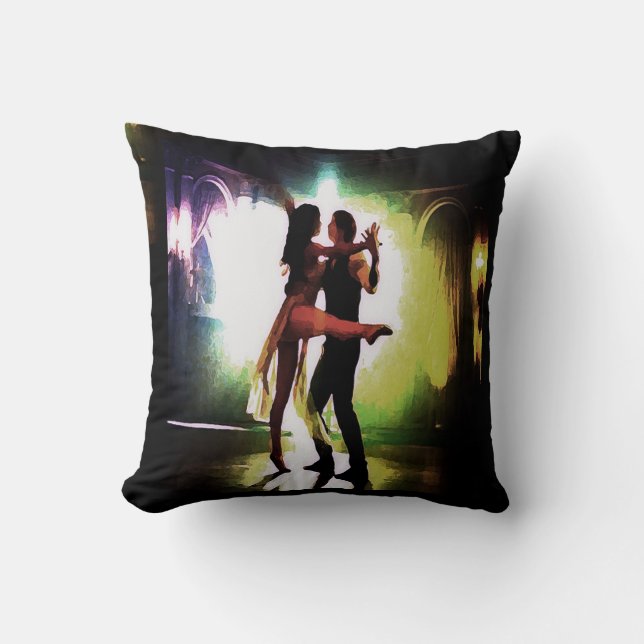 Couple Dancing Watercolor Throw Pillow (Front)