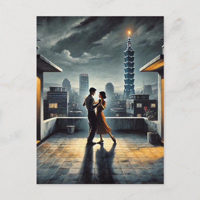 Couple Dancing with Taipei 101 Postcard (Front)