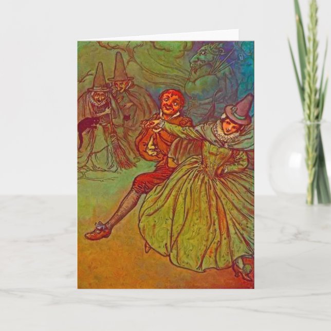 Couple Dancing with Witches Watching Card (Front)