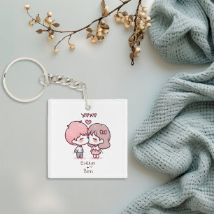 Couple de baiser personnalisé style Chibi