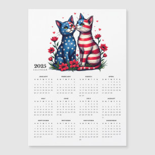 Couple de chat patriotique en amour 2025 Magnet Ca