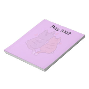 Couple de chats mignons bloc-notes pastel violet L