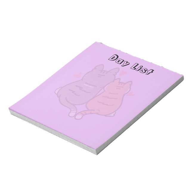 Couple de chats mignons bloc-notes pastel violet L (Tourné)