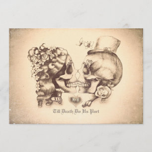 Couple de crâne Jour des invitations de mariage mo