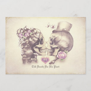 Couple de crâne Jour des invitations de mariage mo