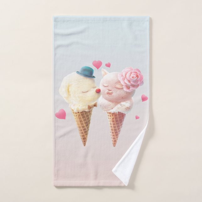 Couple de crème glacée - Amour au premier coup (Serviette à main)