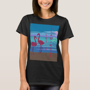 Couple de Flamant rose rose au T-shirt féminin Sun