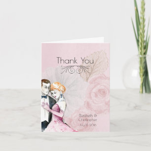 Couple de mariage vintage Roses roses Merci de mar