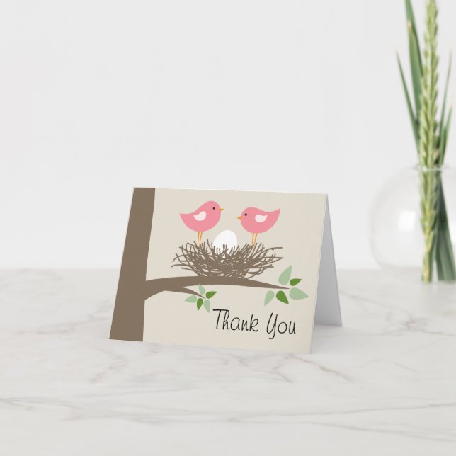 Couple de nid d'oiseau rose | Merci (Devant)