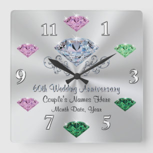 Couple de pendule de 60e anniversaire, pierres de 