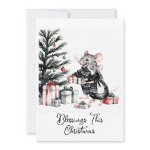 Couple de souris avec arbre de Noël Cartes de fin 