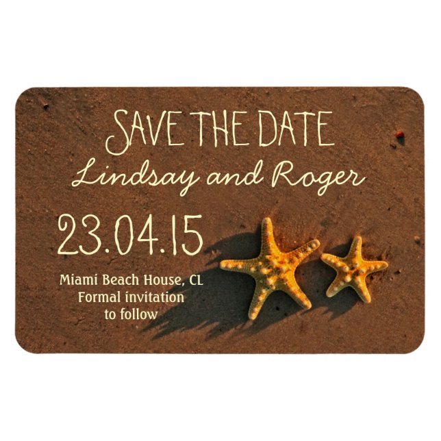 couple d'étoiles de plage Magnet Réservez la date (Horizontal)