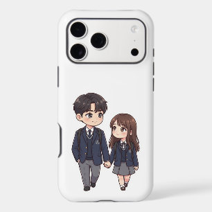 Couple d'étudiants mignons en style chibi d'un dra