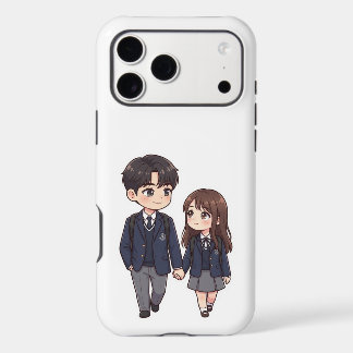 Couple d'étudiants mignons en style chibi d'un dra