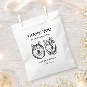Couple Dog Hand Drawing Personalized Thank You Favour Bag