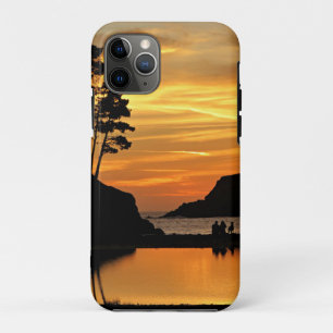 Couple & Dog Orange Beach Sunset California Coast iPhone 11 Pro Case