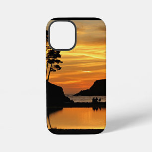 Couple & Dog Orange Beach Sunset California Coast iPhone 12 Mini Case