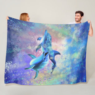 Couple Dolphin Fleece Blanket