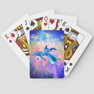Couple Dolphin Playing Cards Happy Family