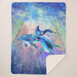Couple Dolphin Sherpa Blanket