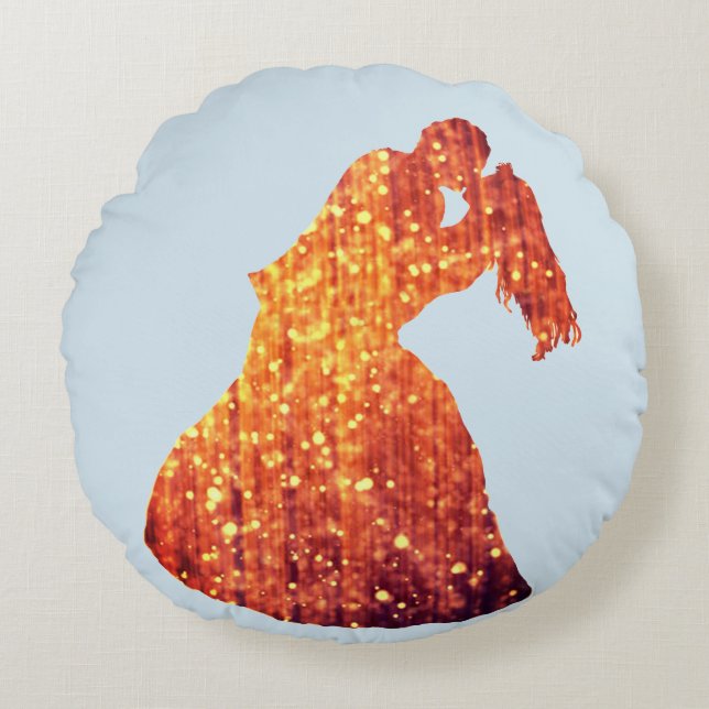 Couple d'or, Baiser, Romance Coussin rond (Devant)