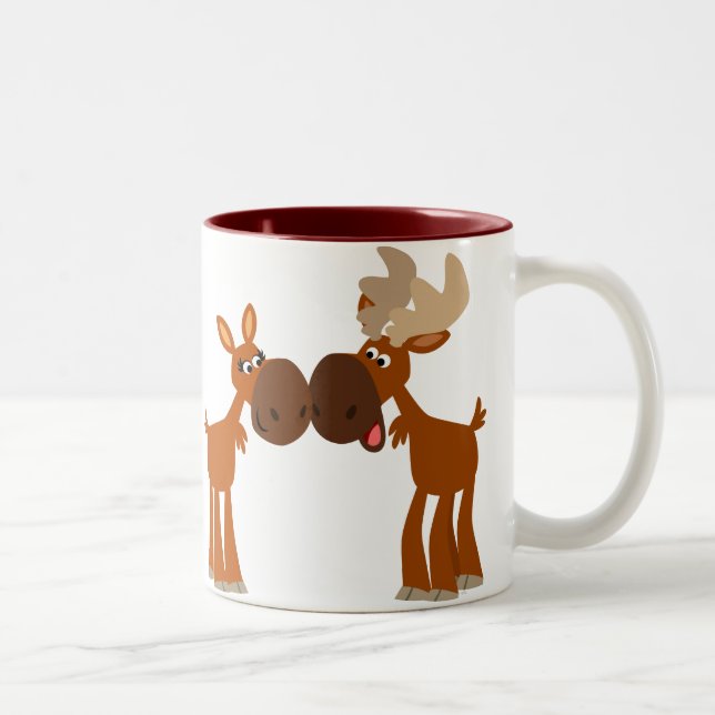 Couple d'orignal mignonne en Mug d'amour (Droit)