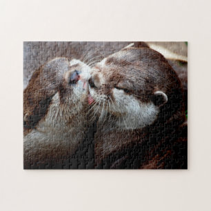 Couple d'Otter mou, puzzle